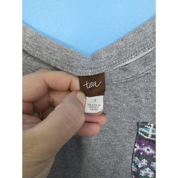 Tea Collection Dress Size 7 EUC Gray With Purple Print Skirt - Picture 4 of 4